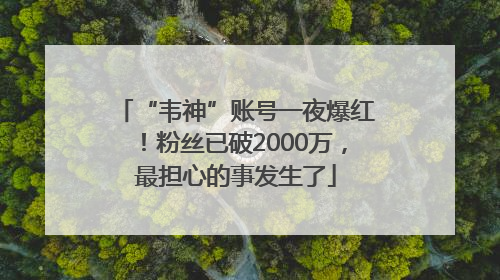 “韦神”账号一夜爆红！粉丝已破2000万，最担心的事发生了