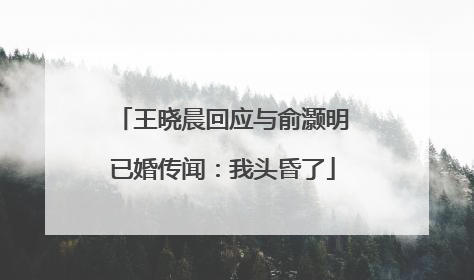王晓晨回应与俞灏明已婚传闻：我头昏了