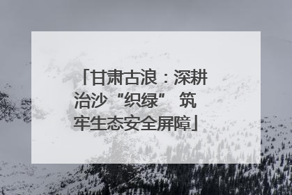 甘肃古浪：深耕治沙“织绿” 筑牢生态安全屏障