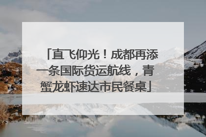 直飞仰光！成都再添一条国际货运航线，青蟹龙虾速达市民餐桌