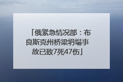 俄紧急情况部：布良斯克州桥梁坍塌事故已致7死47伤
