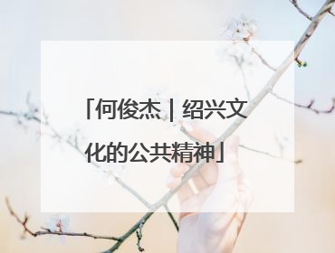 何俊杰｜绍兴文化的公共精神