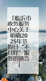 临沂市政务服务中心关于明确2025年节假日“不打烊”服务的通告