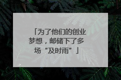 为了他们的创业梦想，邮储下了多场“及时雨”
