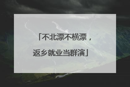 不北漂不横漂，返乡就业当群演