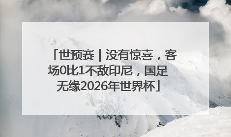 世预赛｜没有惊喜，客场0比1不敌印尼，国足无缘2026年世界杯