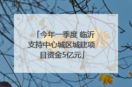 今年一季度 临沂支持中心城区城建项目资金5亿元