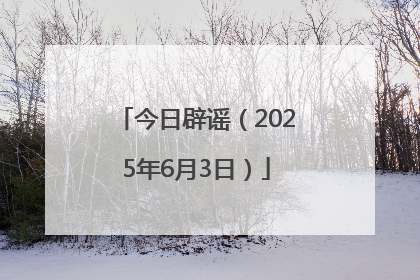 今日辟谣（2025年6月3日）