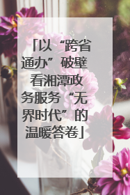 以“跨省通办”破壁 看湘潭政务服务“无界时代”的温暖答卷