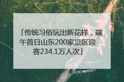 传统习俗玩出新花样，端午首日山东200家景区迎客234.1万人次