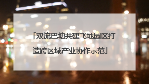 双流巴塘共建飞地园区打造跨区域产业协作示范