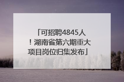 可招聘4845人！湖南省第六期重大项目岗位归集发布