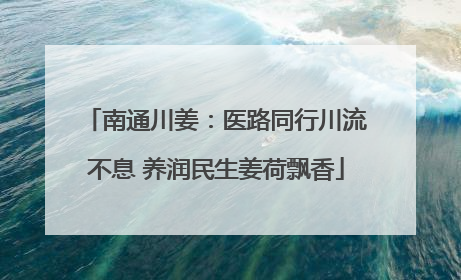 南通川姜：医路同行川流不息 养润民生姜荷飘香