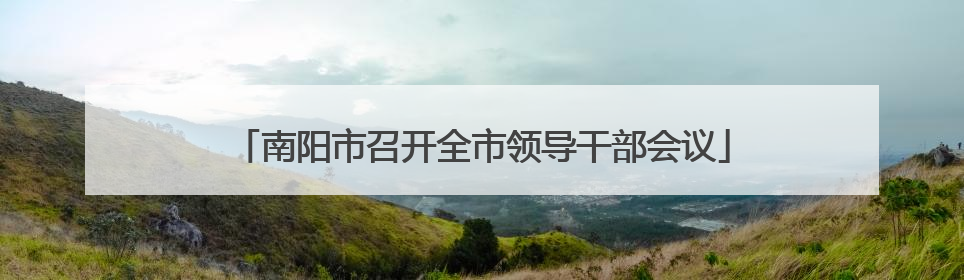 南阳市召开全市领导干部会议