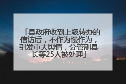 县政府收到上级转办的信访后，不作为慢作为，引发重大舆情，分管副县长等25人被处理