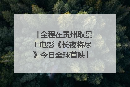 全程在贵州取景！电影《长夜将尽》今日全球首映