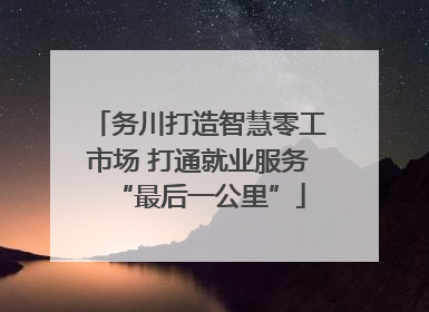 务川打造智慧零工市场 打通就业服务“最后一公里”