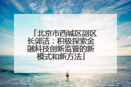 北京市西城区副区长郭洁：积极探索金融科技创新监管的新模式和新方法