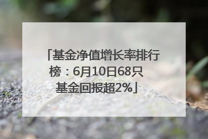 基金净值增长率排行榜：6月10日68只基金回报超2%