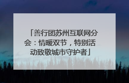善行团苏州互联网分会：情暖双节，特别活动致敬城市守护者