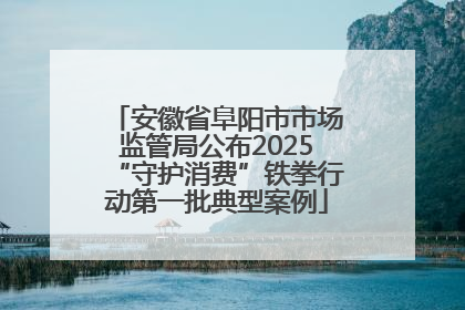安徽省阜阳市市场监管局公布2025“守护消费”铁拳行动第一批典型案例