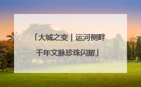 大城之变｜运河侧畔 千年文脉珍珠闪耀