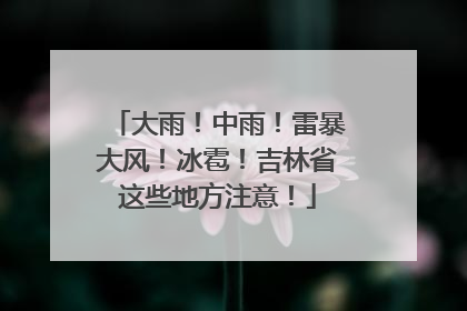 大雨！中雨！雷暴大风！冰雹！吉林省这些地方注意！