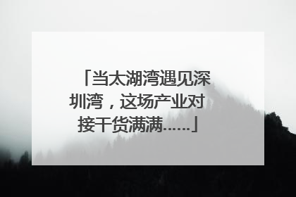 当太湖湾遇见深圳湾，这场产业对接干货满满……