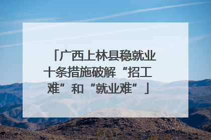 广西上林县稳就业十条措施破解“招工难”和“就业难”
