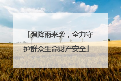强降雨来袭，全力守护群众生命财产安全