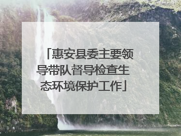 惠安县委主要领导带队督导检查生态环境保护工作