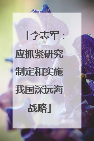 李志军：应抓紧研究制定和实施我国深远海战略