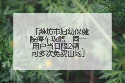 潍坊市妇幼保健院停车攻略：同一用户当日限2辆，可多次免费出场
