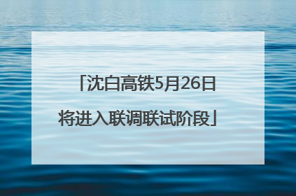 沈白高铁5月26日将进入联调联试阶段