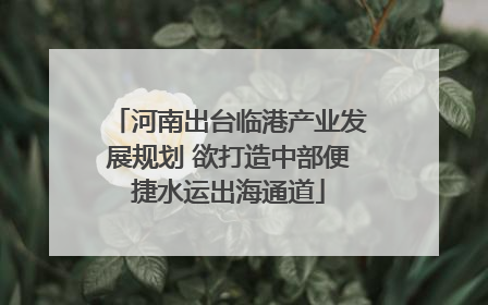 河南出台临港产业发展规划 欲打造中部便捷水运出海通道