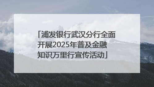 浦发银行武汉分行全面开展2025年普及金融知识万里行宣传活动