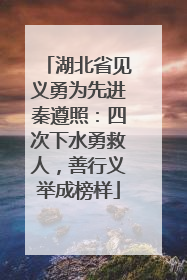 湖北省见义勇为先进秦遵照：四次下水勇救人，善行义举成榜样