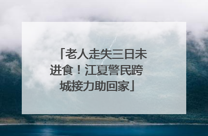 老人走失三日未进食！江夏警民跨城接力助回家