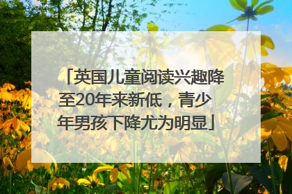 英国儿童阅读兴趣降至20年来新低，青少年男孩下降尤为明显