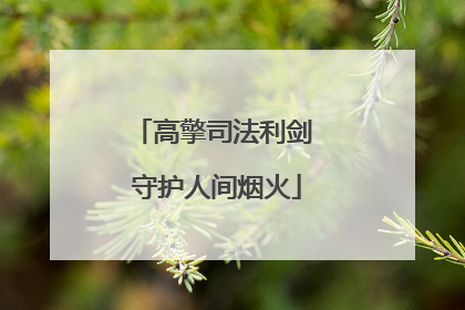 高擎司法利剑 守护人间烟火