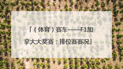 （体育）赛车——F1加拿大大奖赛：排位赛赛况